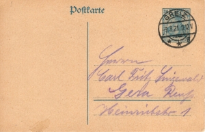 DR: MiNr. P 120 I, 00.00.1920, "Germania", Ganzsache, echt gelaufen
