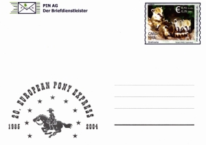 PIN AG: MiNr. KB 5, 19.08.2004, "European Pony Express", Ganzsache (Postkarte), ungebraucht